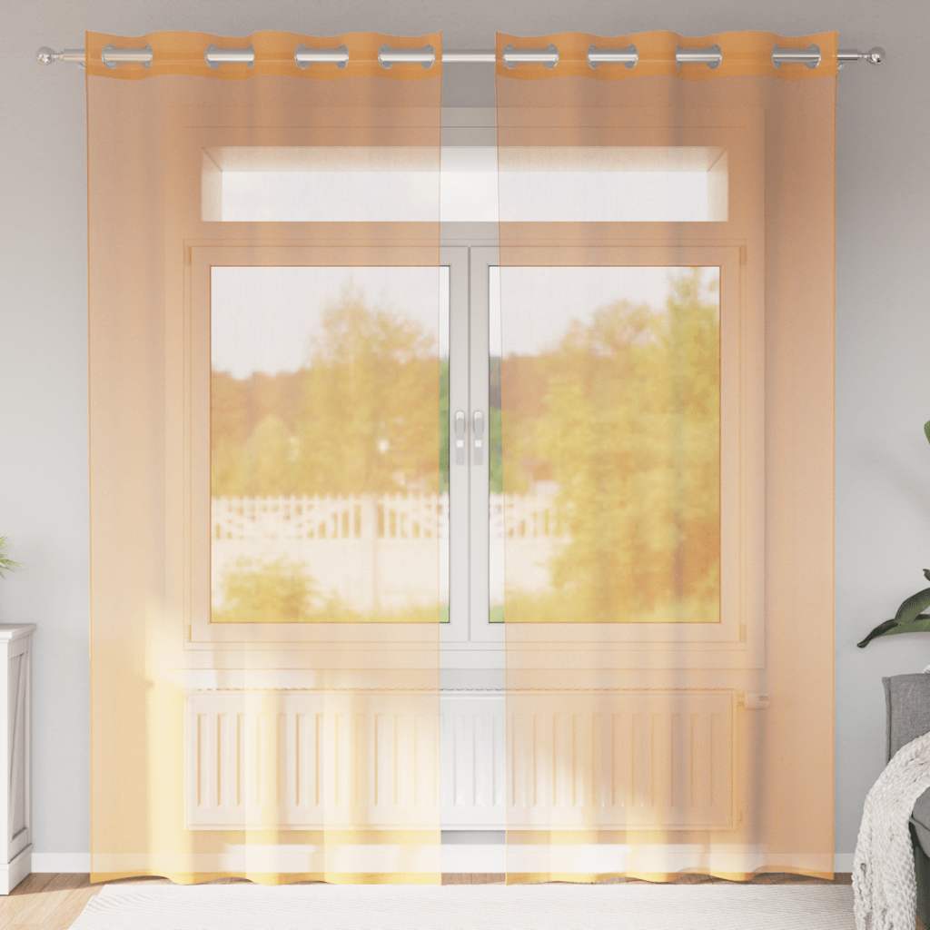 Vidaxl gordijnen voile met doorvoertules 2 st 140x245 cm oranje
