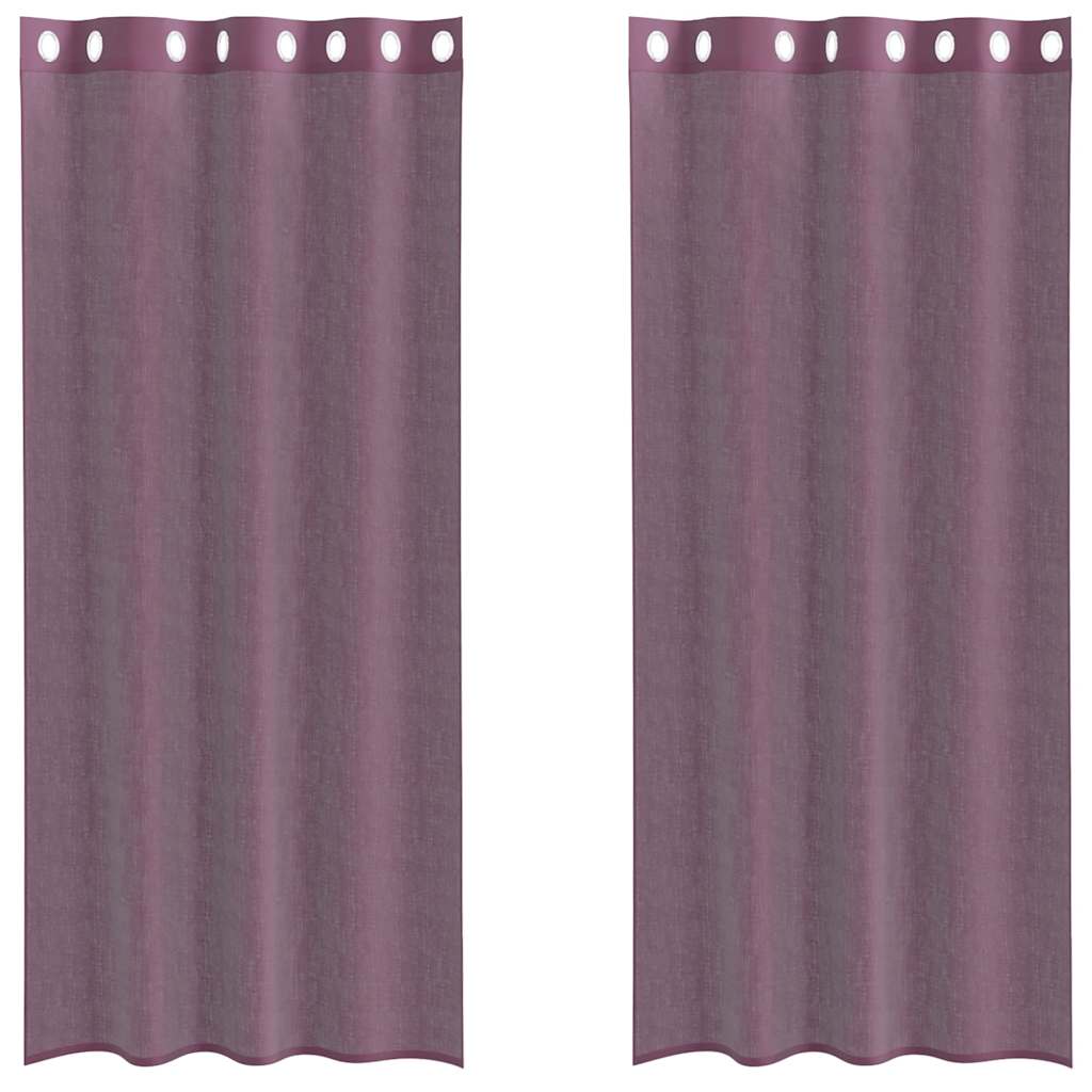Vidaxl gordijnen voile met doorvoertules 2 st 140x225 cm paars