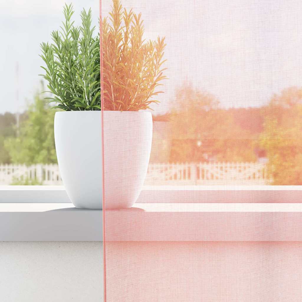 Vidaxl gordijnen voile met roedezakken 2 st roze