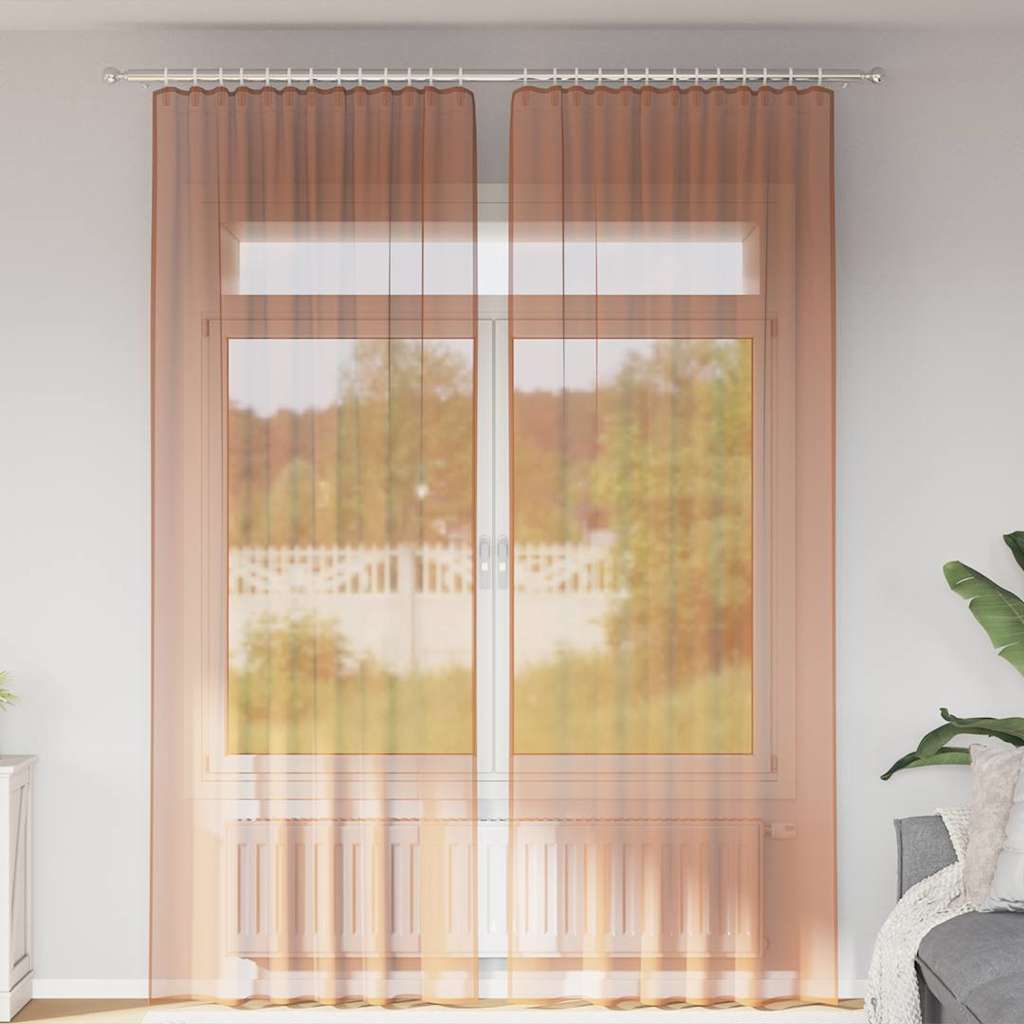 Vidaxl voile gordijnen met roedezakken 2 st terracotta