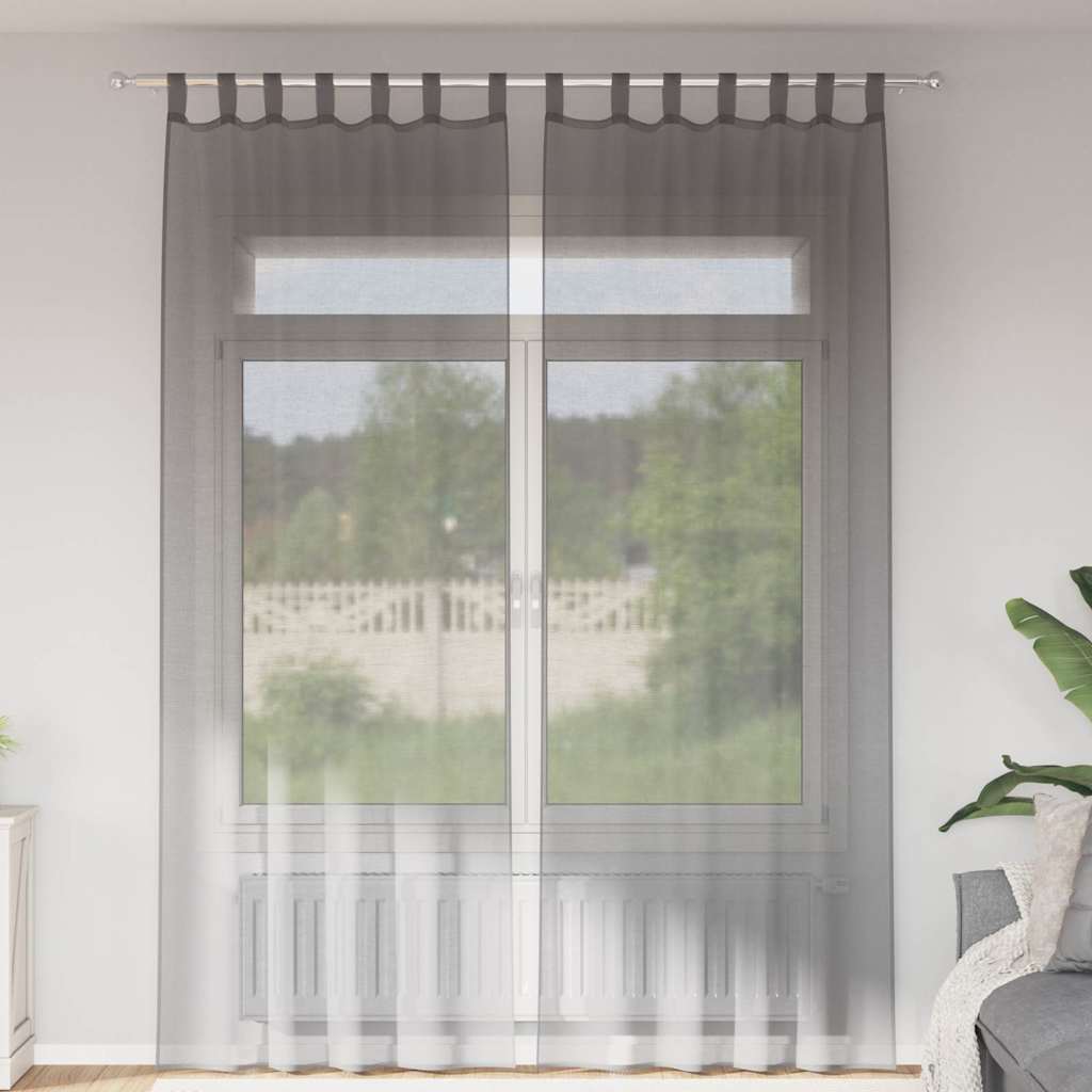 Vidaxl gordijnen voile met lussen 2 st 140x260 cm donkergrijs