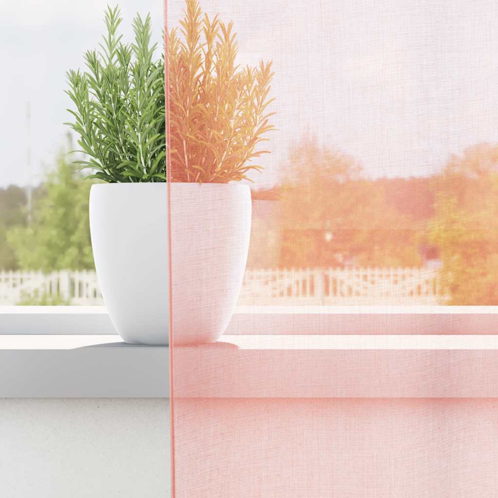 Vidaxl gordijnen voile met lussen 2 st 140x225 cm roze
