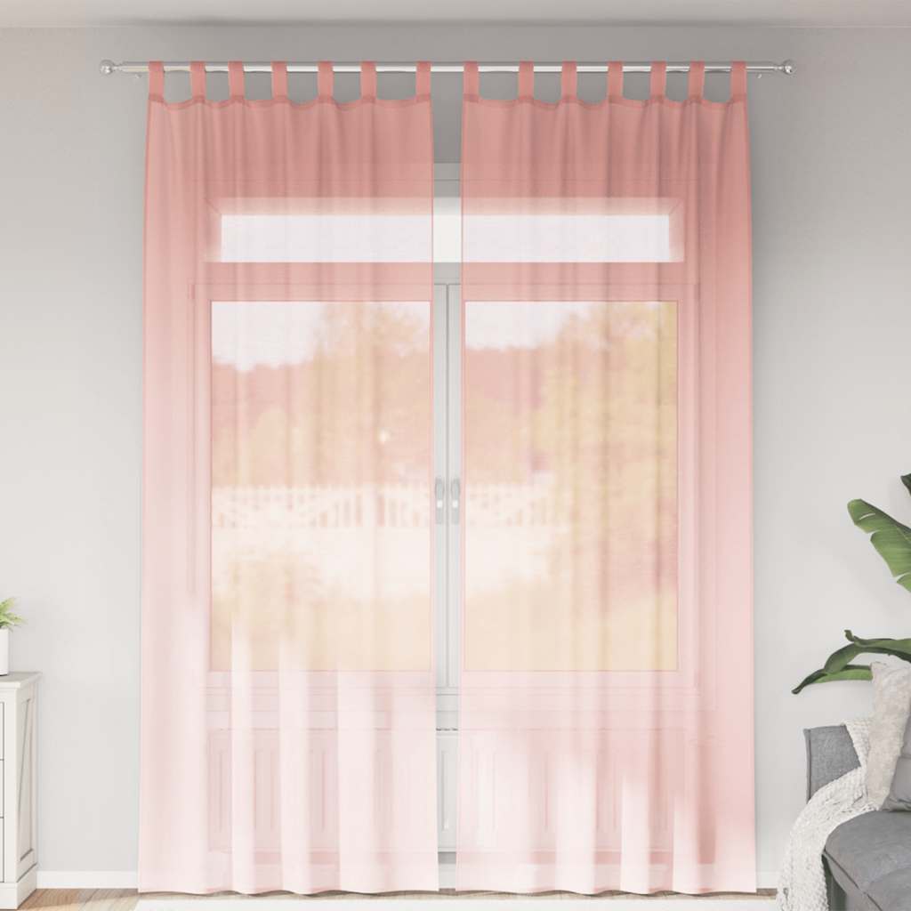 Vidaxl gordijnen voile met lussen 2 st 140x260 cm roze