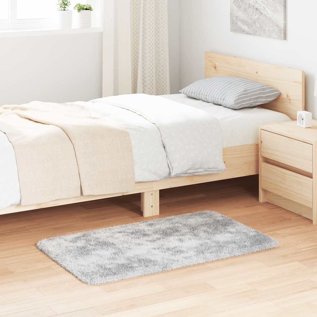 Vidaxl hoogpolig vloerkleed navarra 60x100 cm polyester zilvergrijs