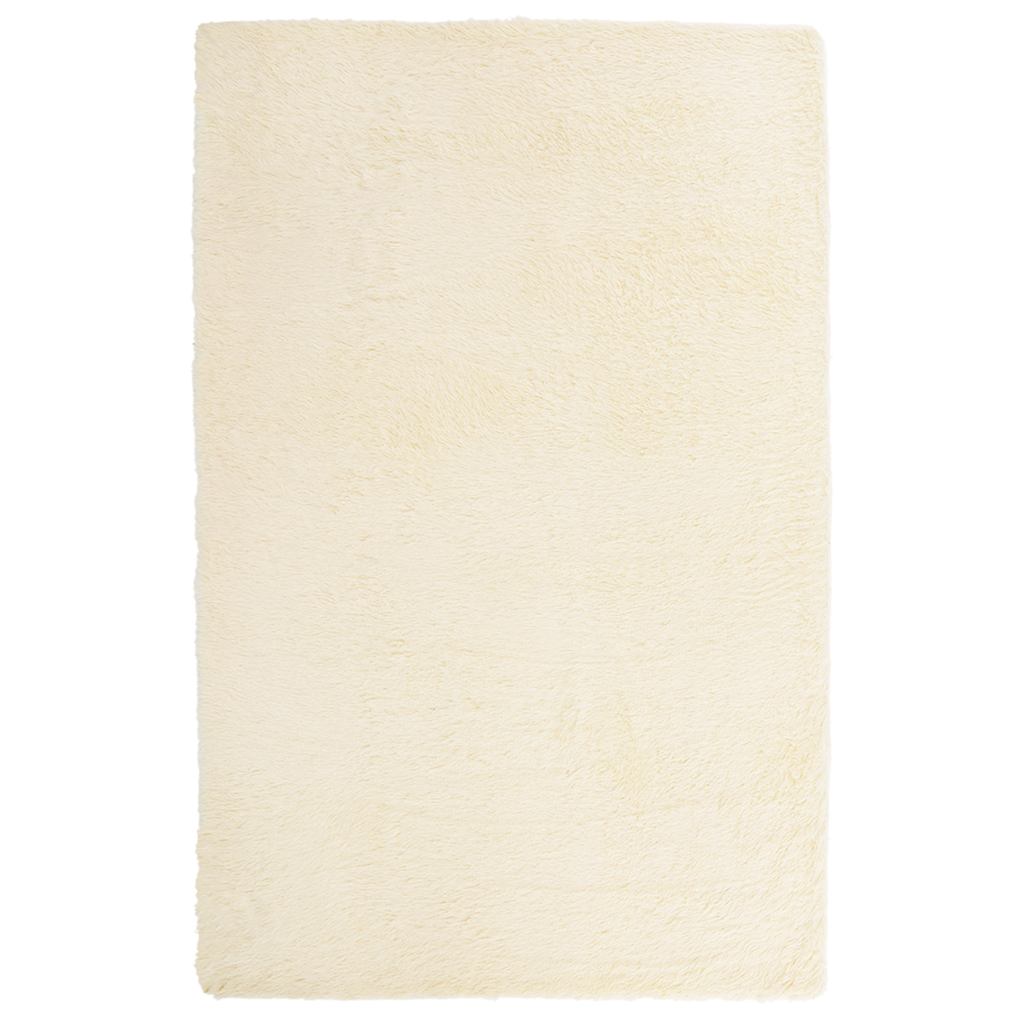 Vidaxl hoogpolig vloerkleed navarra 130x200 cm polyester crèmekleurig