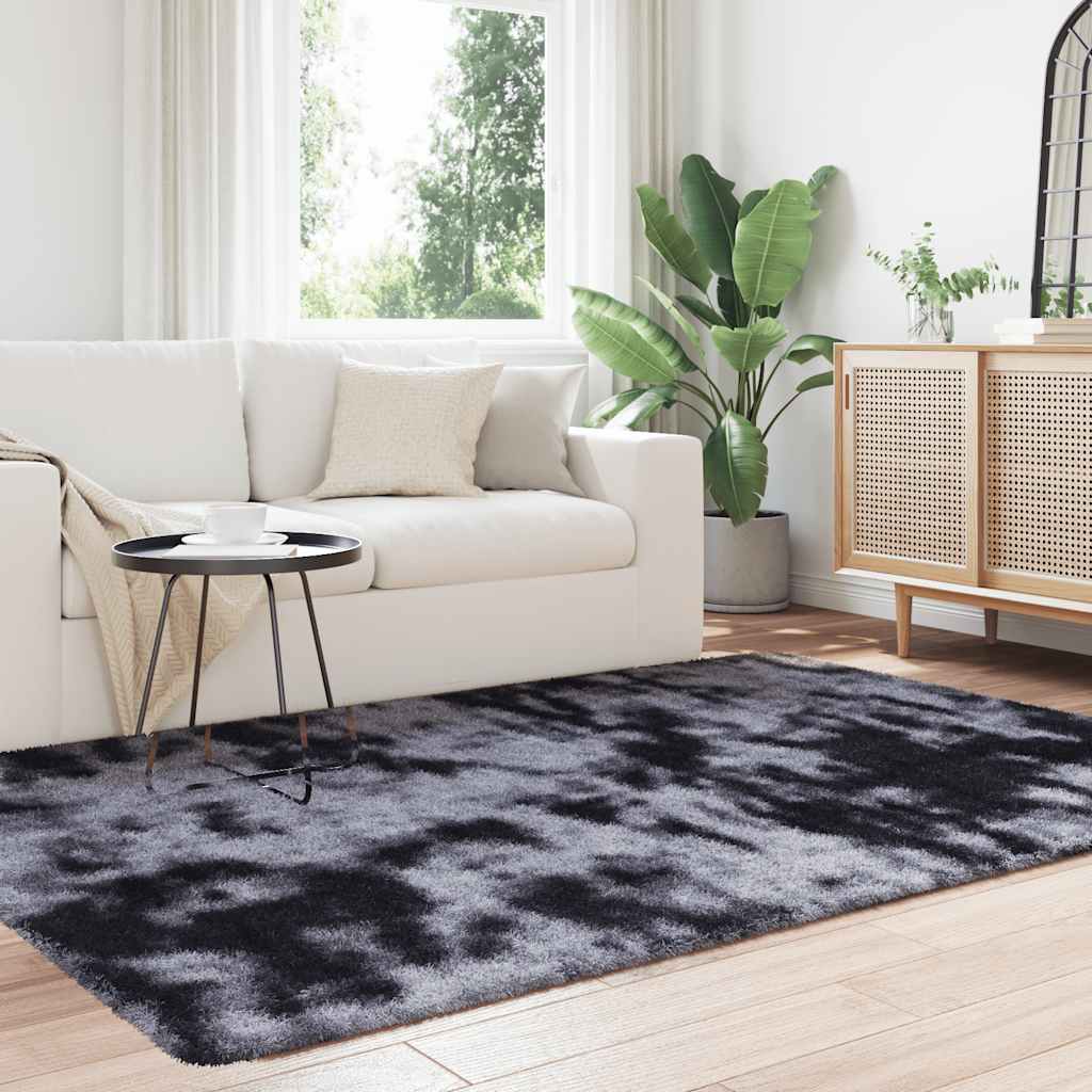 Vidaxl hoogpolig vloerkleed navarra 130x200 cm polyester donkergrijs