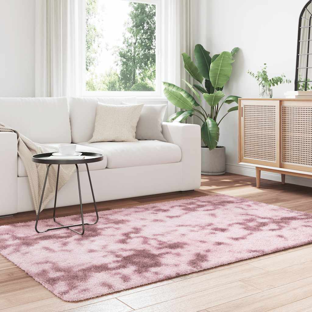 Vidaxl hoogpolig vloerkleed navarra 130x200 cm polyester stoffig roze