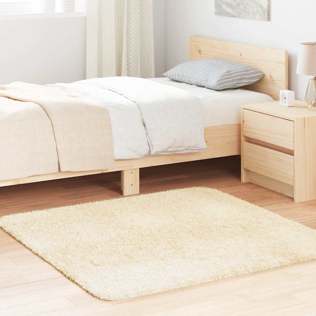Vidaxl hoogpolig vloerkleed navarra 120x120 cm polyester crèmekleurig