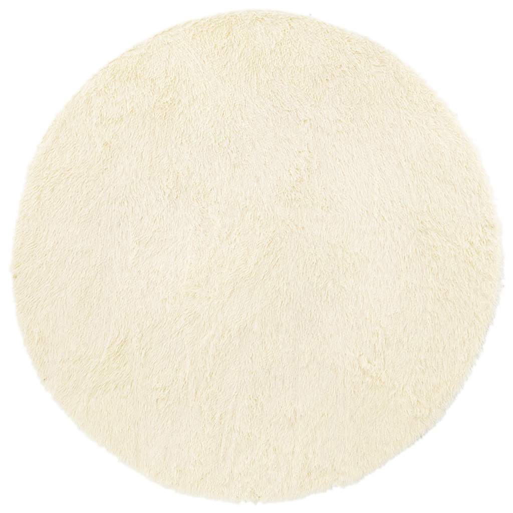 Vidaxl hoogpolig vloerkleed navarra 100x100 cm polyester crèmekleurig