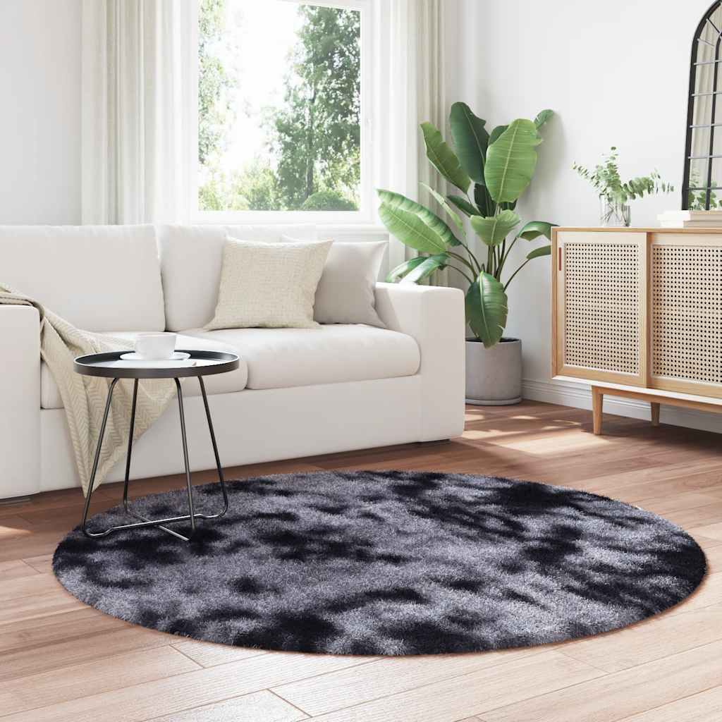 Vidaxl hoogpolig vloerkleed navarra 160x160 cm polyester donkergrijs