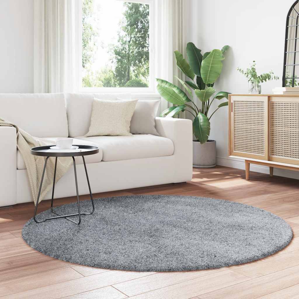 Vidaxl hoogpolig vloerkleed navarra 160x160 cm polyester lichtgrijs