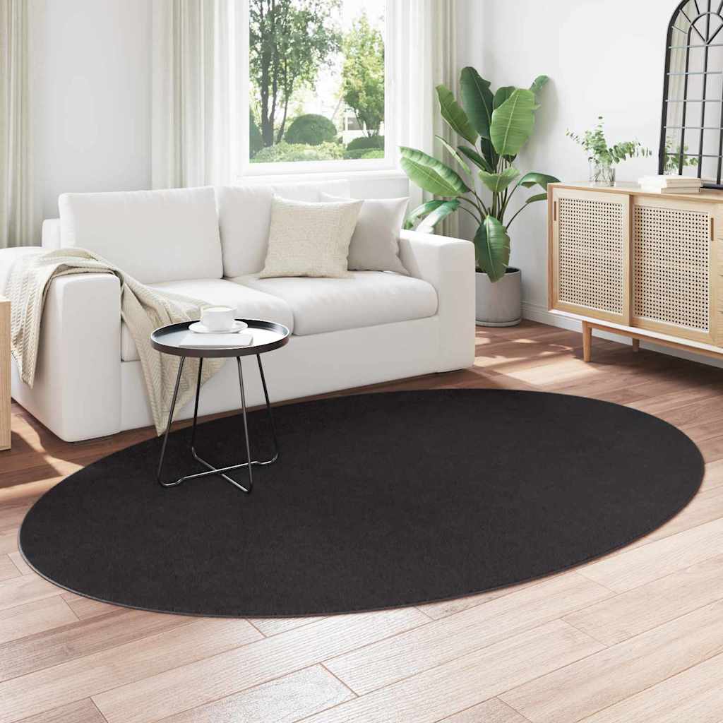 Vidaxl vloerkleden ovaal huarte zwart 160 x 230 cm 100% polyester