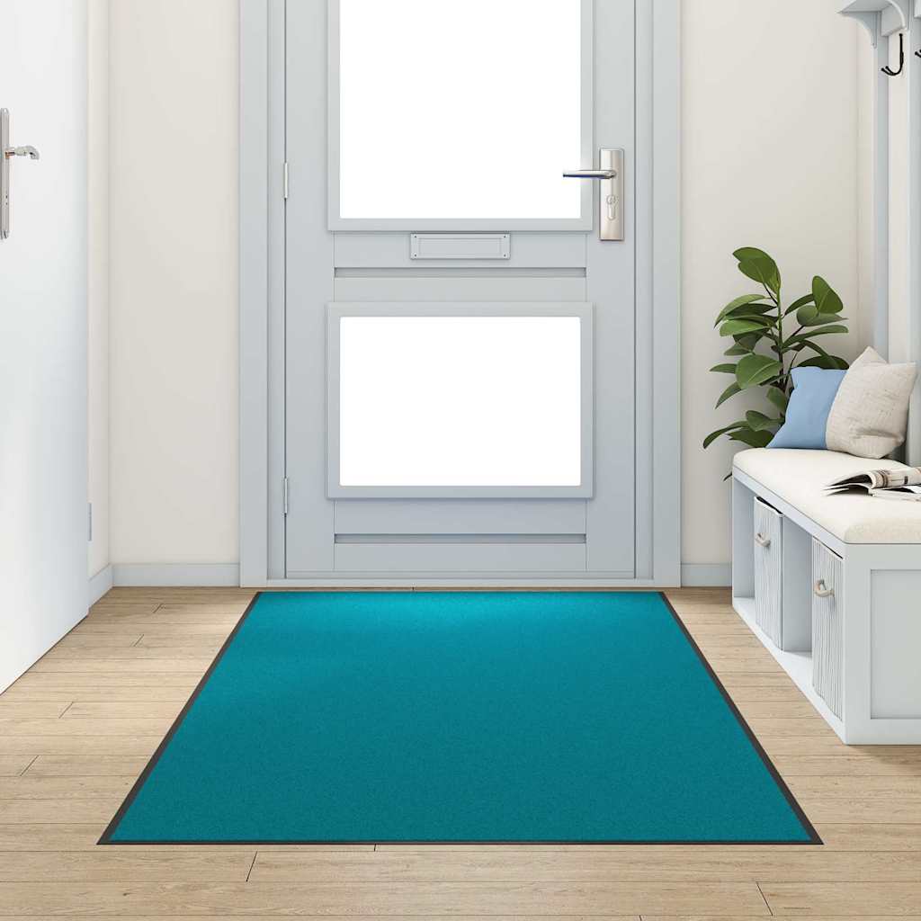 Vidaxl deurmat anders cyaan en zwart 120 x 250 cm polyamide en pvc
