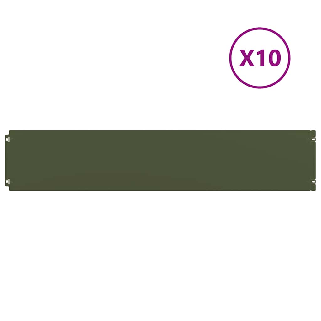 Vidaxl gazonranden 10 st 20x103 cm koudgewalst staal olijfgroen