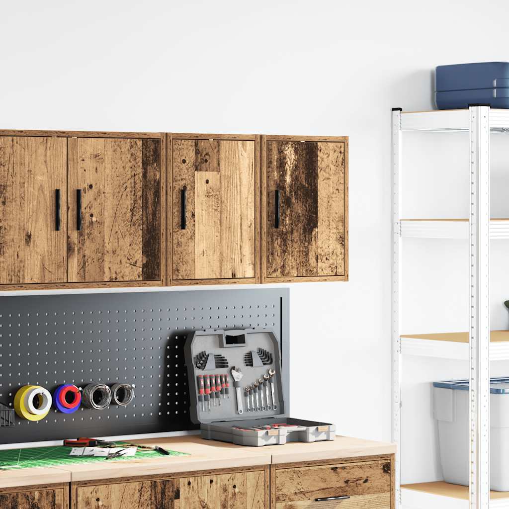 Vidaxl garage wandkasten 2 st bewerkt hout oud hout
