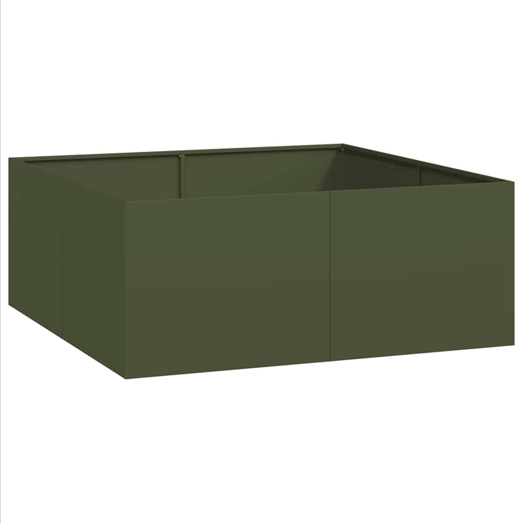 Vidaxl plantenbak 100x100x40 cm staal olijfgroen