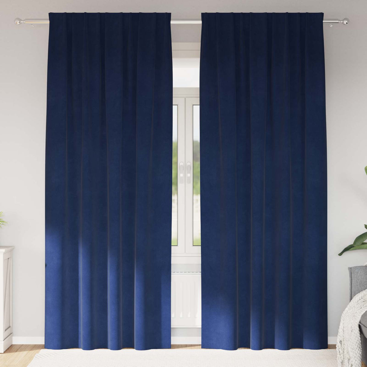 Vidaxl verduisterende gordijnen 2 pcs donkerblauw 140 x 260 cm fluweel