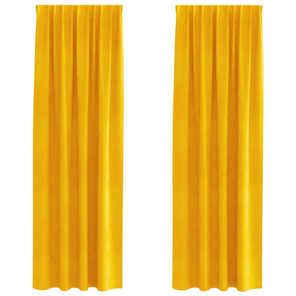 Vidaxl verduisterende gordijnen 2 pcs mosterdgeel 140 x 225 cm fluweel