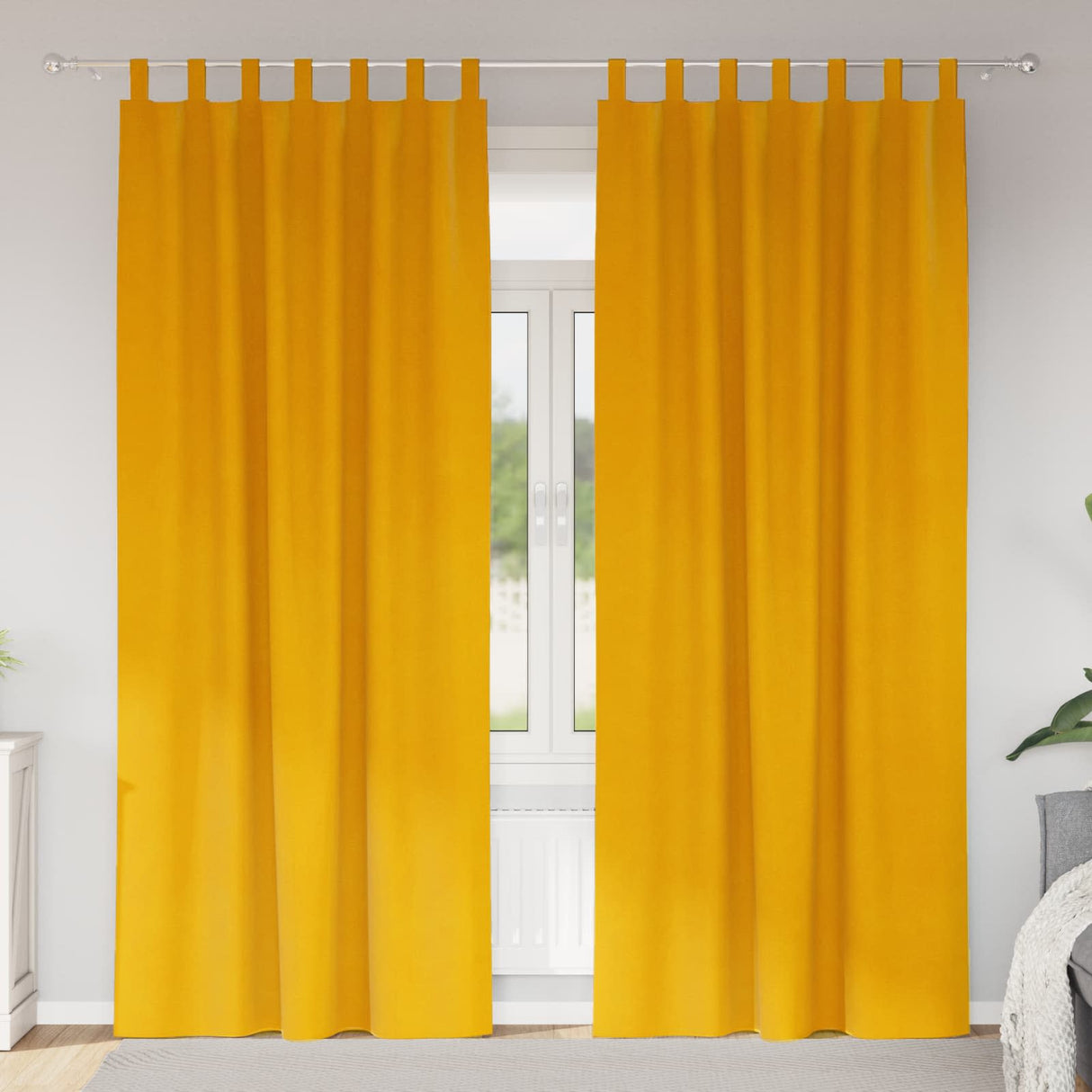 Vidaxl verduisterende gordijnen 2 pcs mosterdgeel 140 x 225 cm fluweel