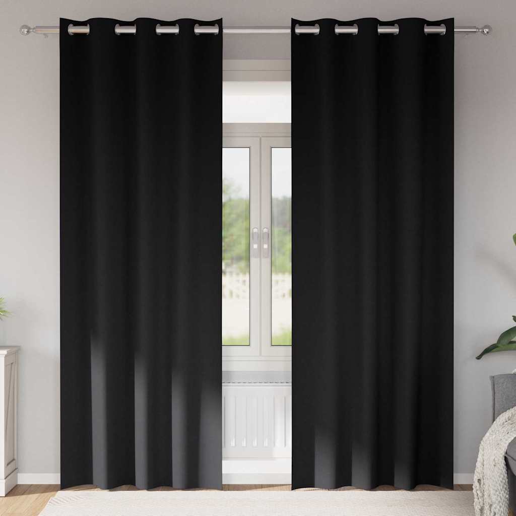 Vidaxl zwart-out gordijnen met ringen 2 pcs zwart 260 x 140 cm