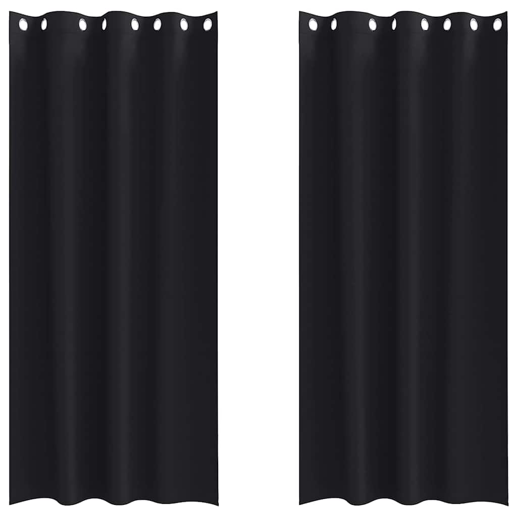 Vidaxl zwart-out gordijnen met ringen 2 pcs zwart 260 x 140 cm