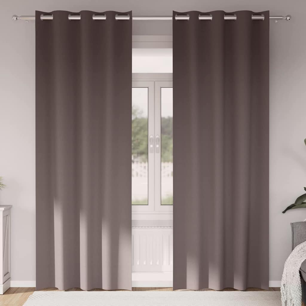 Vidaxl zwart-out gordijnen met ringen 2 pcs donkerbruin 245 x 140 cm