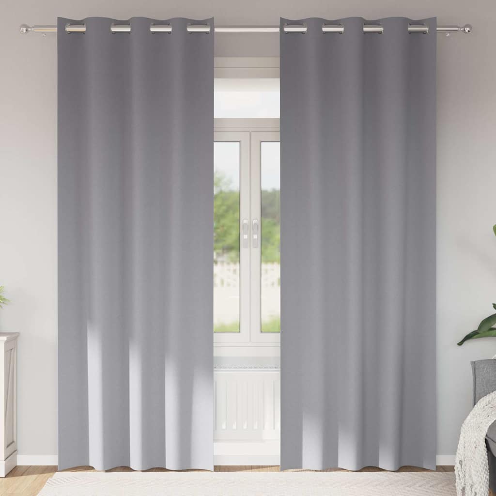 Vidaxl zwart-out gordijnen met ringen 2 pcs lichtgrijs 245 x 140 cm