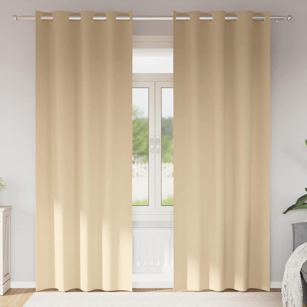 Vidaxl zwart-out gordijnen met ringen 2 pcs crème 245 x 140 cm