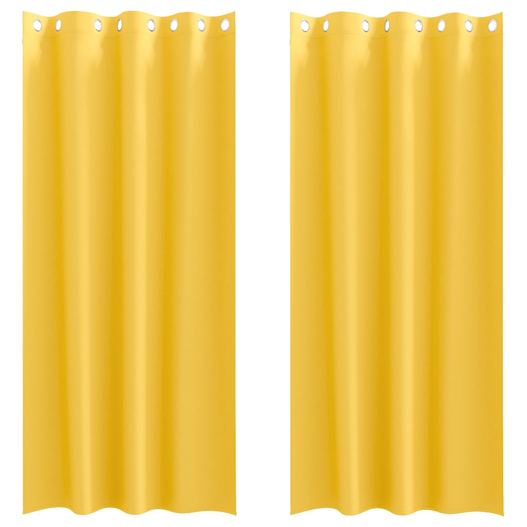 Vidaxl zwart-out gordijnen met ringen 2 pcs mosterdgeel 260 x 140 cm