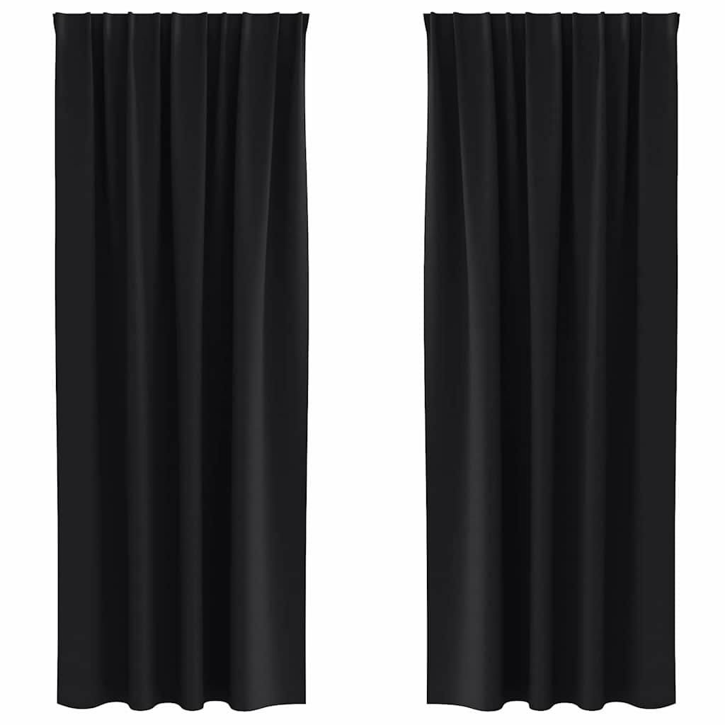 Vidaxl zwart-out gordijnen met ringen 2 pcs zwart 260 x 140 cm