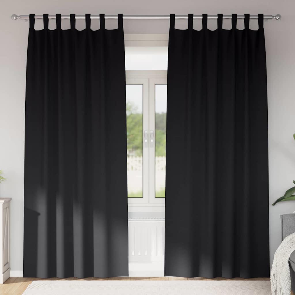 Vidaxl zwart-out gordijnen met ringen 2 pcs zwart 225 x 140 cm