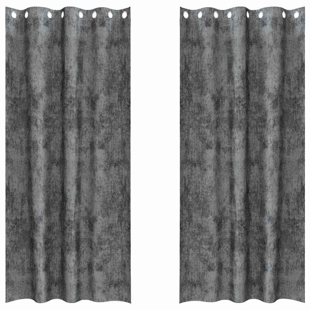 Vidaxl velvet gordijnen met gordijnen 2 pcs grijs 260 x 140 cm fluweel