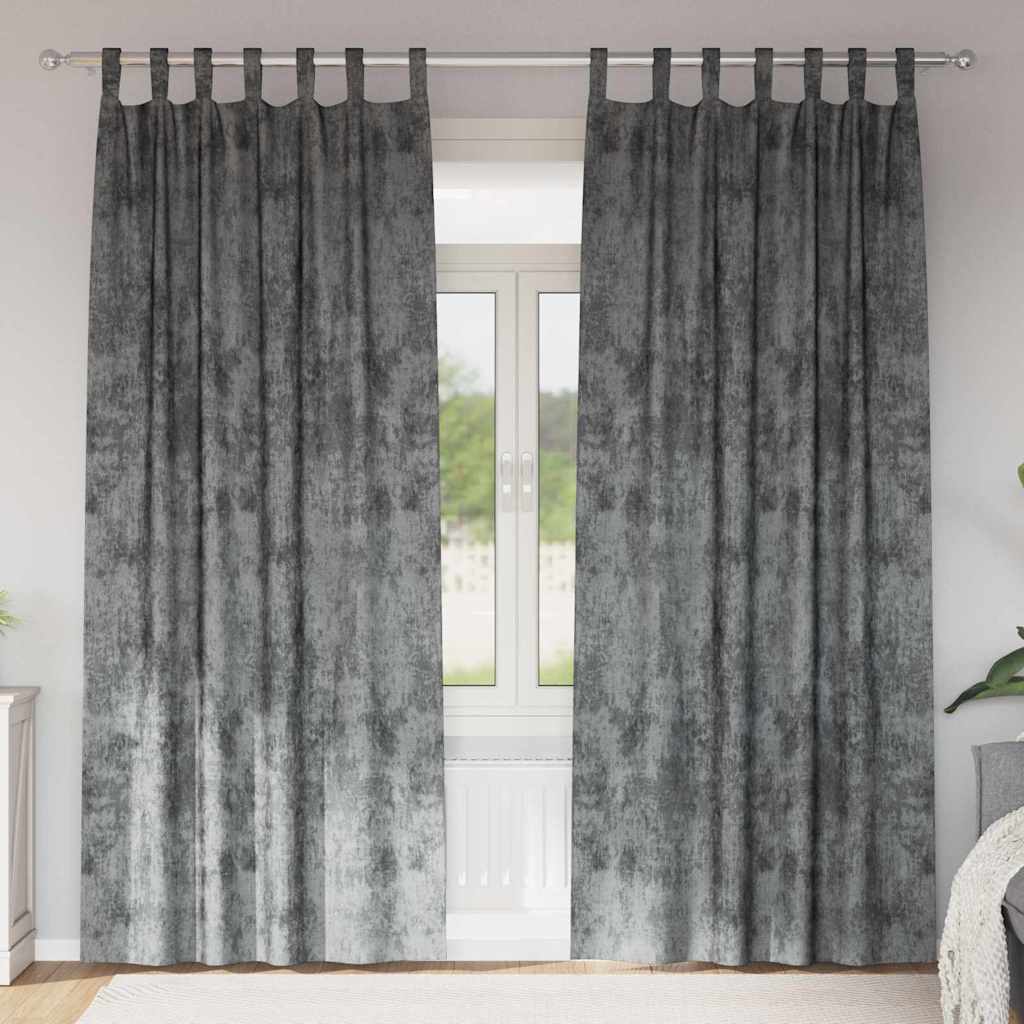 Vidaxl velvet gordijnen met gordijnen 2 pcs grijs 260 x 140 cm fluweel