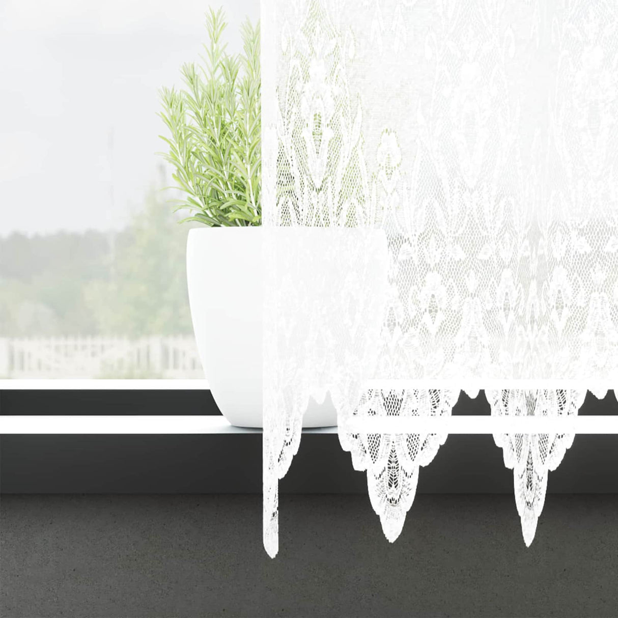 Vidaxl kantgordijn met gordijnen bloemen wit 100 x 1200 cm polyester