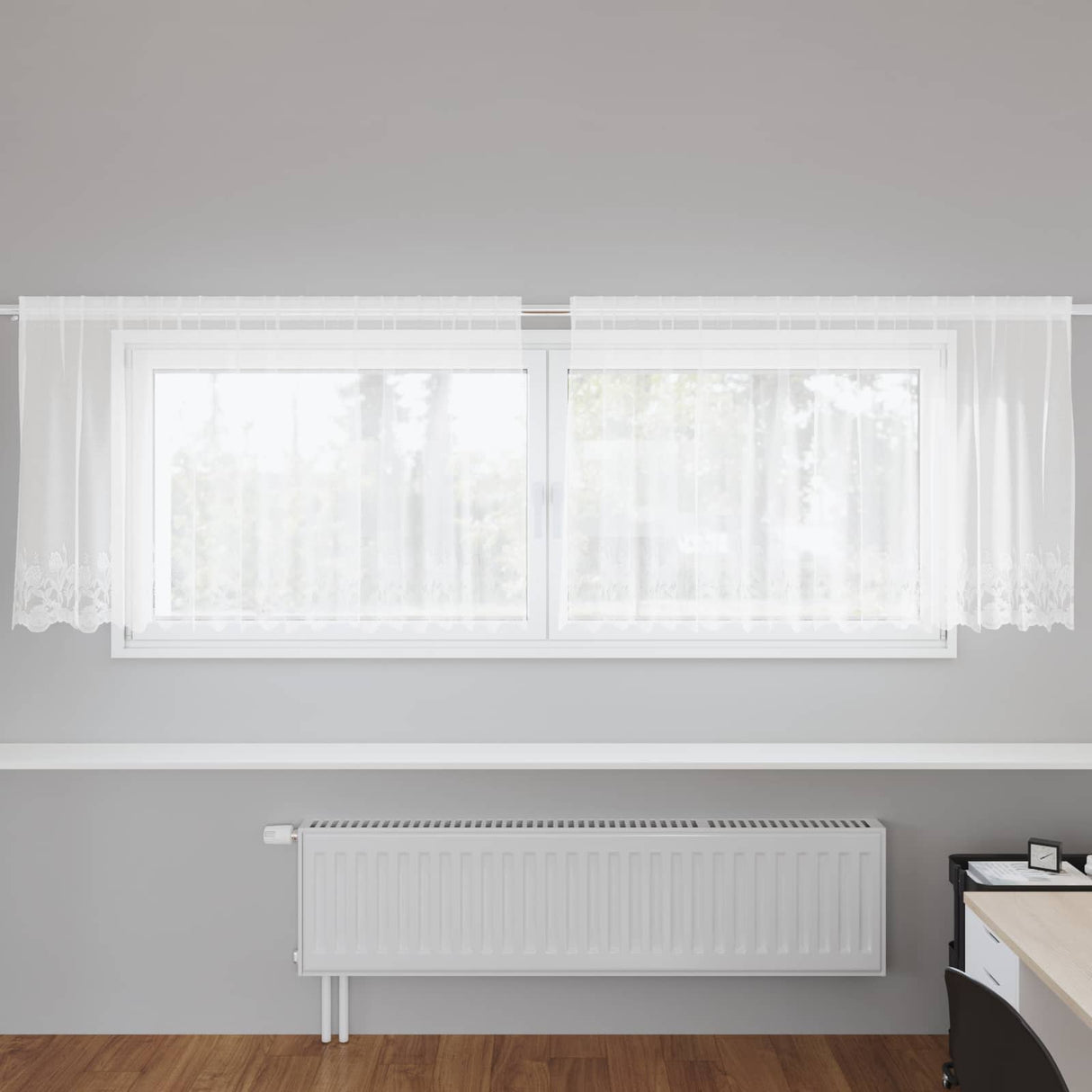 Vidaxl kantgordijn met gordijnen bloemen wit 120 x 300 cm polyester