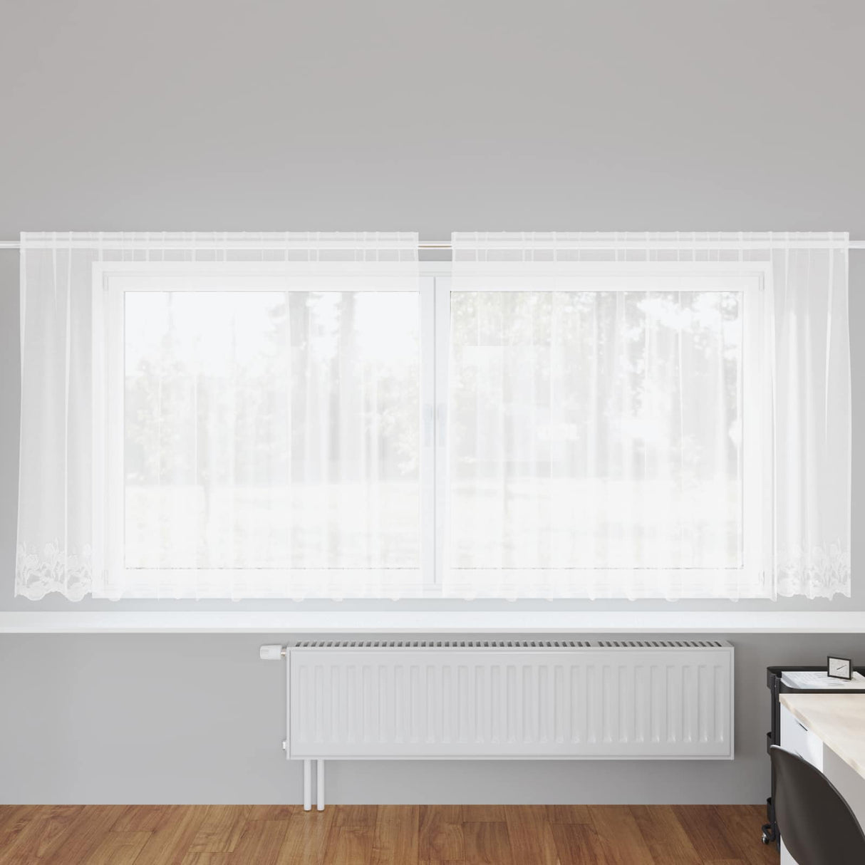 Vidaxl kantgordijn met gordijnen bloemen wit 160 x 300 cm polyester
