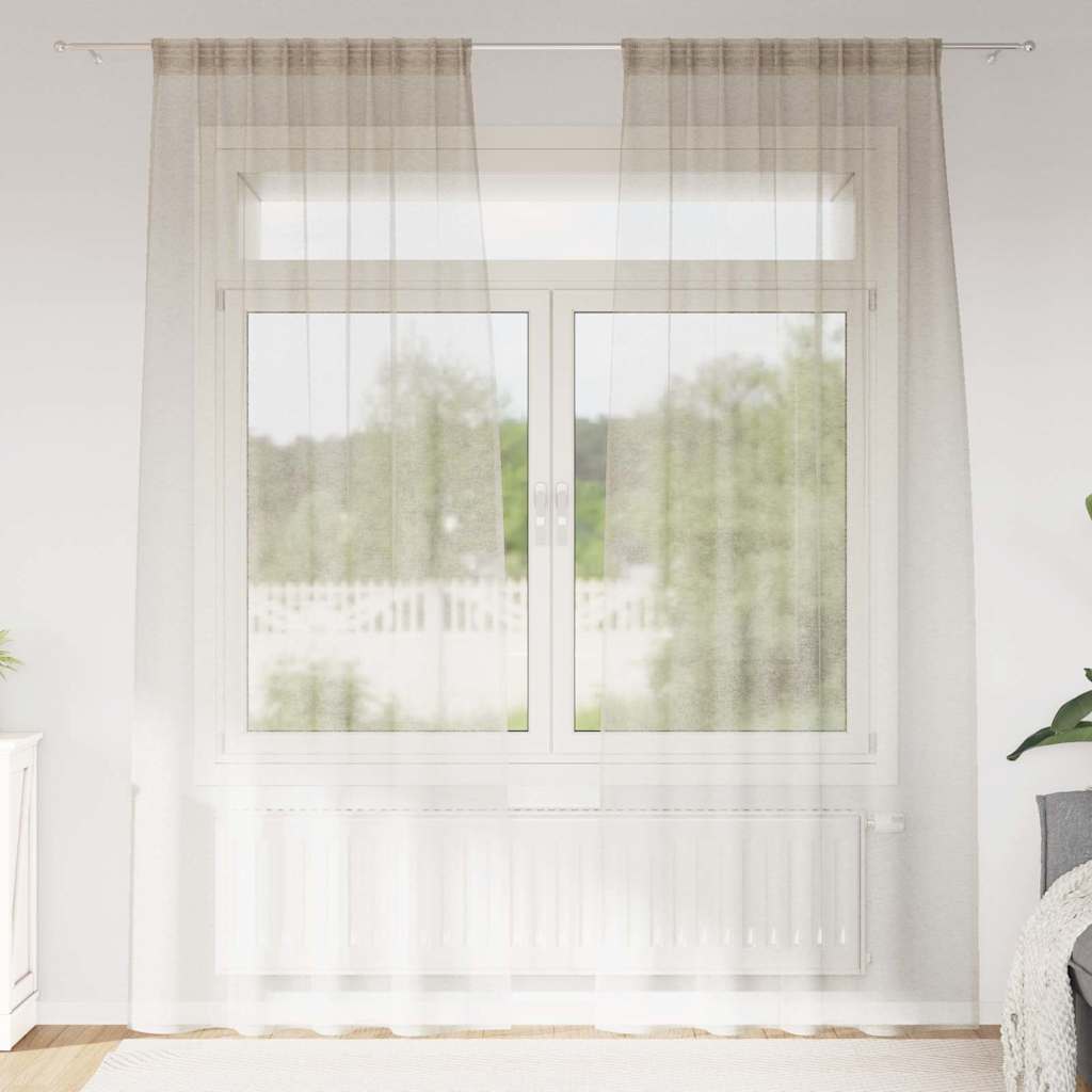 Vidaxl voile gordijn met gordijnen 2 pcs zand 225 x 140 cm polyester