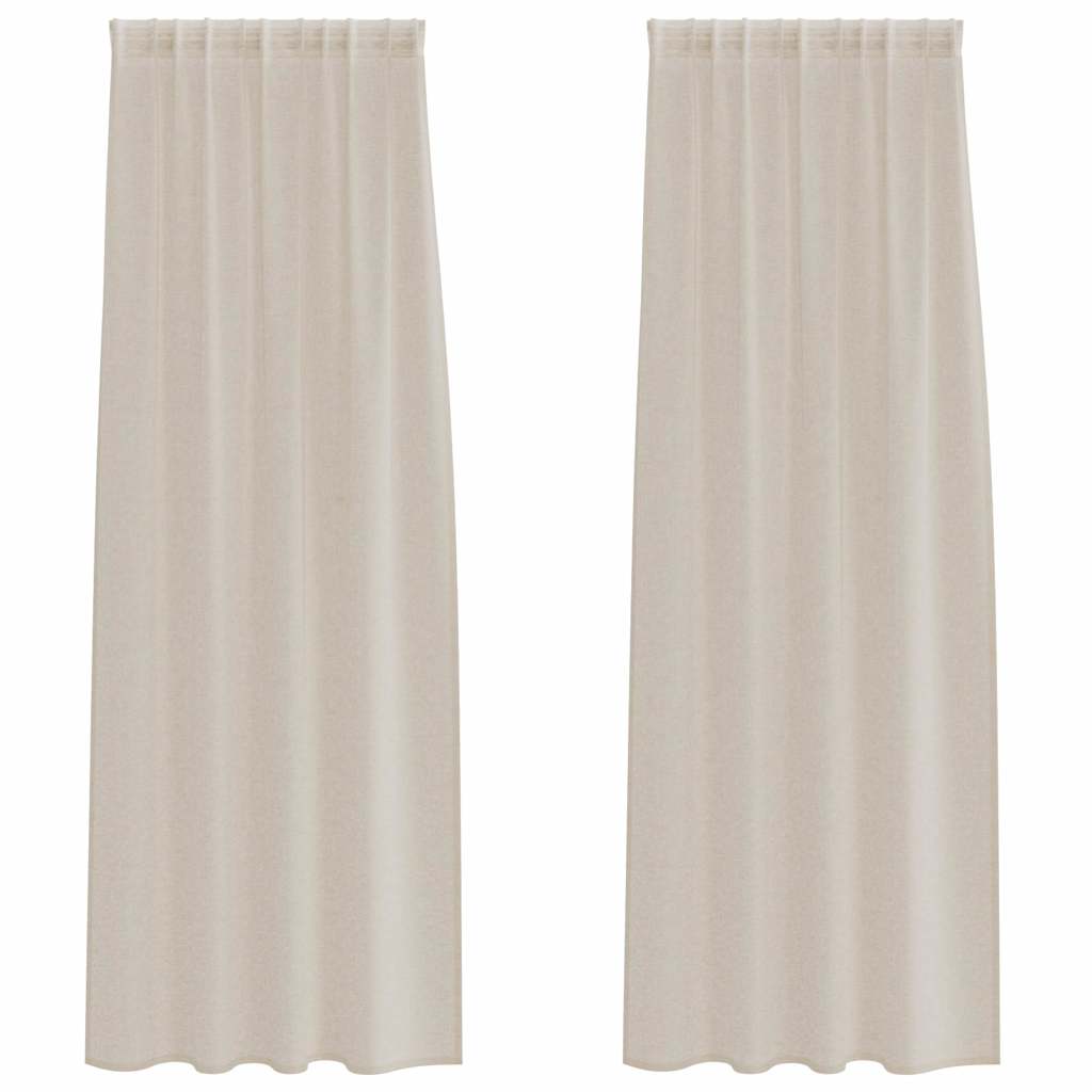 Vidaxl voile gordijn met gordijnen 2 pcs zand 225 x 140 cm polyester