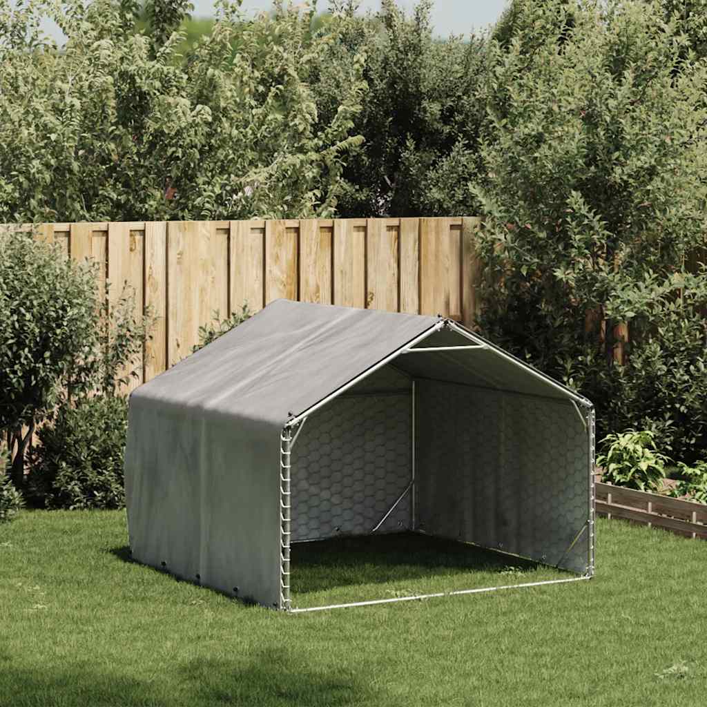 Vidaxl hondenhok voor buiten met hoes 2x2x1,5 m gegalvaniseerd staal