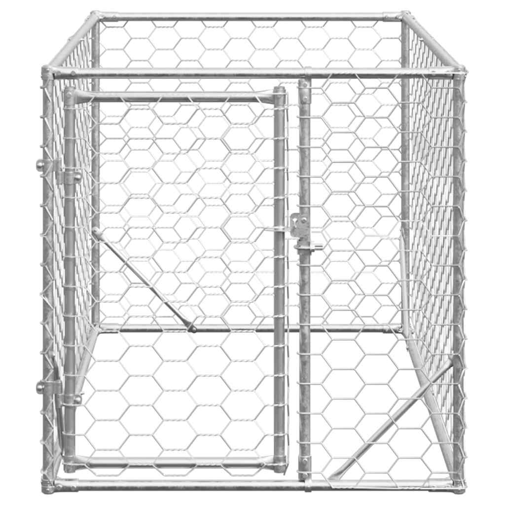 Vidaxl hondenhok voor buiten met deur 2x1x1 m gegalvaniseerd staal