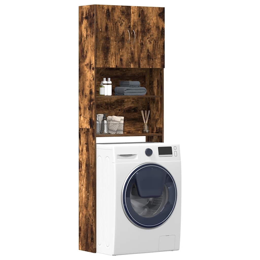 Vidaxl wasmachinekast 64x24x190 cm bewerkt hout gerookt eikenkleurig