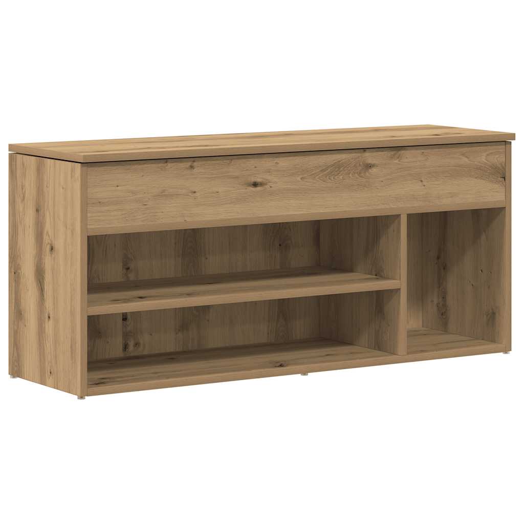 Vidaxl schoenenbank 102x30,5x45 cm bewerkt hout artisanaal eikenkleur