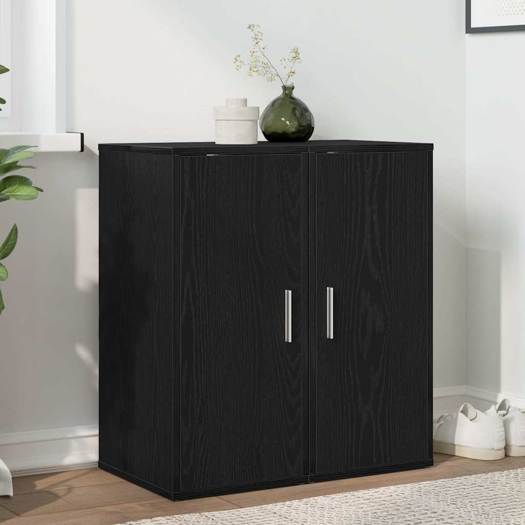 Vidaxl schoenenkasten 32x35x70 cm spaanplaat 2 st zwart eikenkleurig