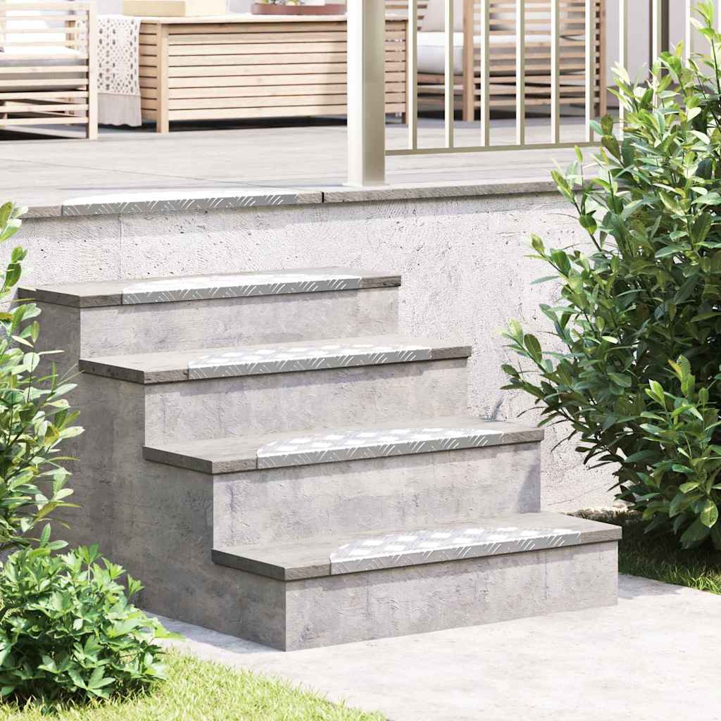 Vidaxl trap tread halvemaanvormig 15 pcs zilver 60 x 18 cm aluminium