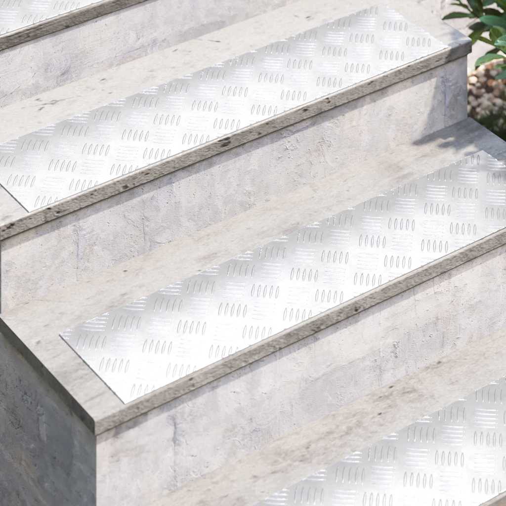 Vidaxl trap tread rechthoekig 4 pcs zilver 90 x 20 cm aluminium