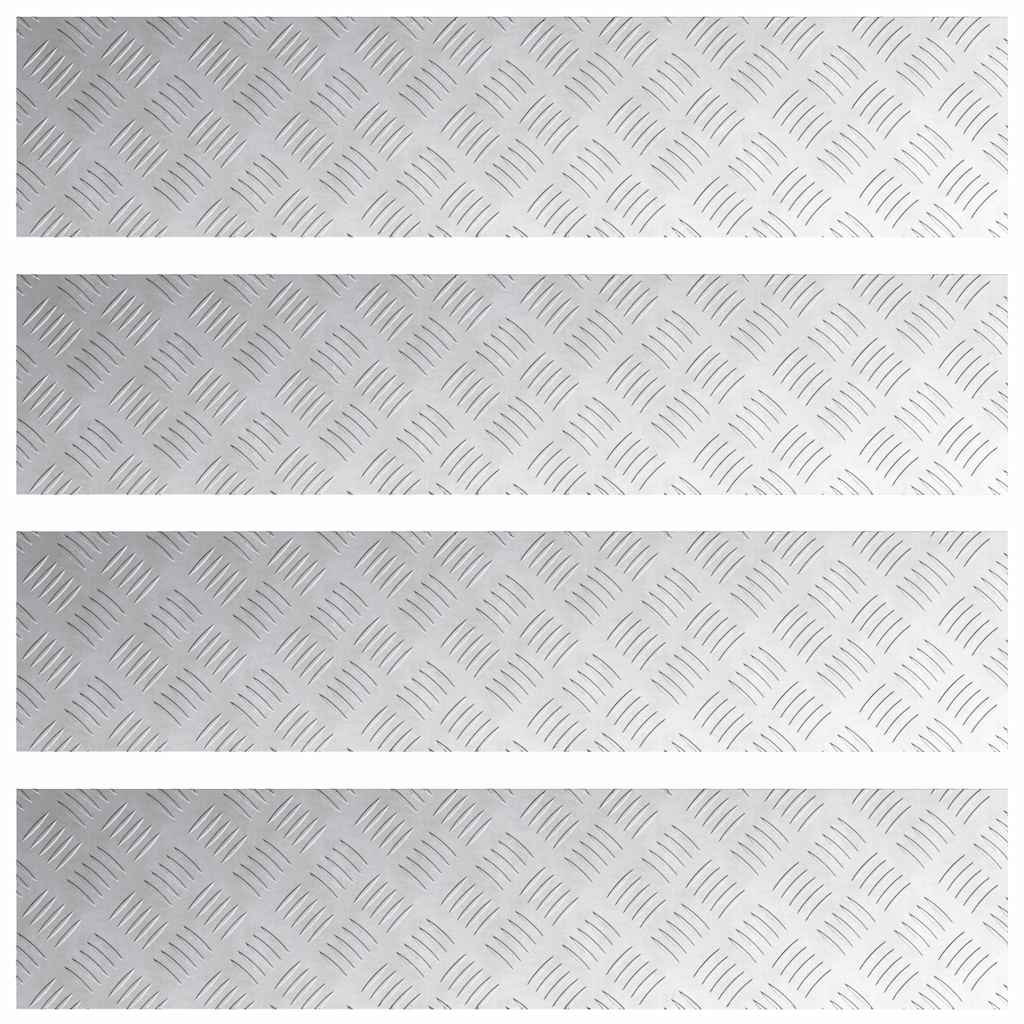 Vidaxl trap tread rechthoekig 4 pcs zilver 90 x 20 cm aluminium