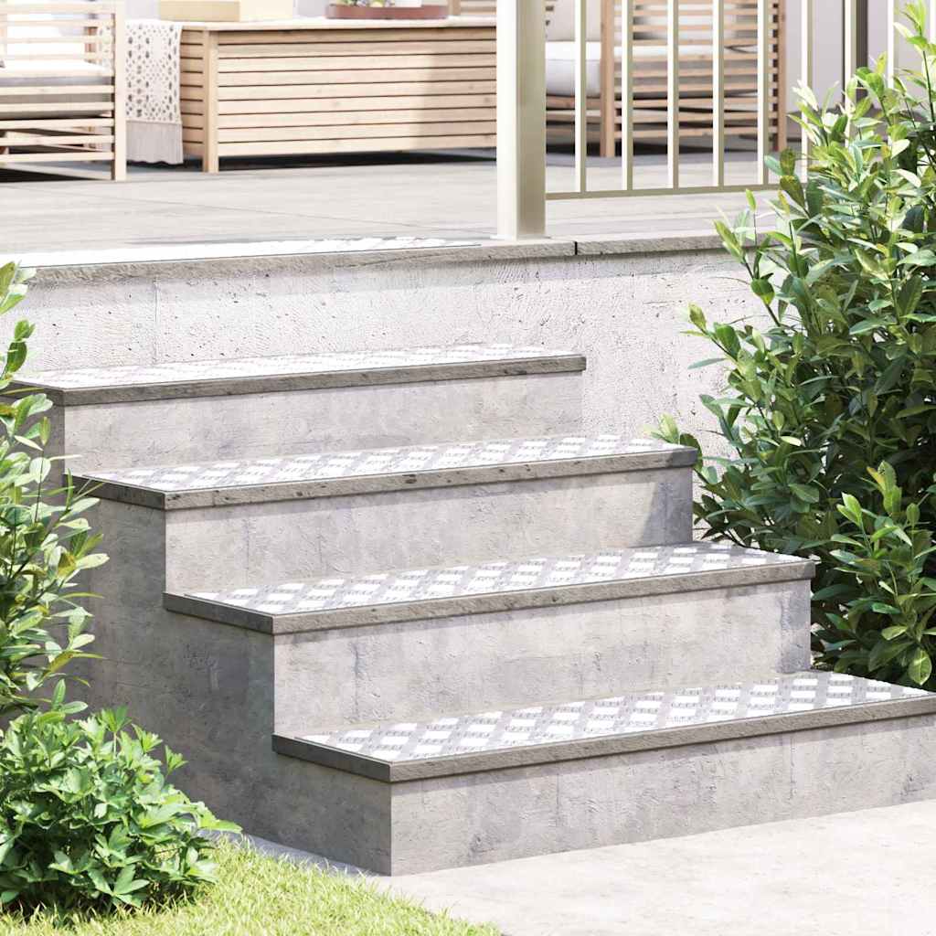 Vidaxl trap tread rechthoekig 4 pcs zilver 100 x 25 cm aluminium