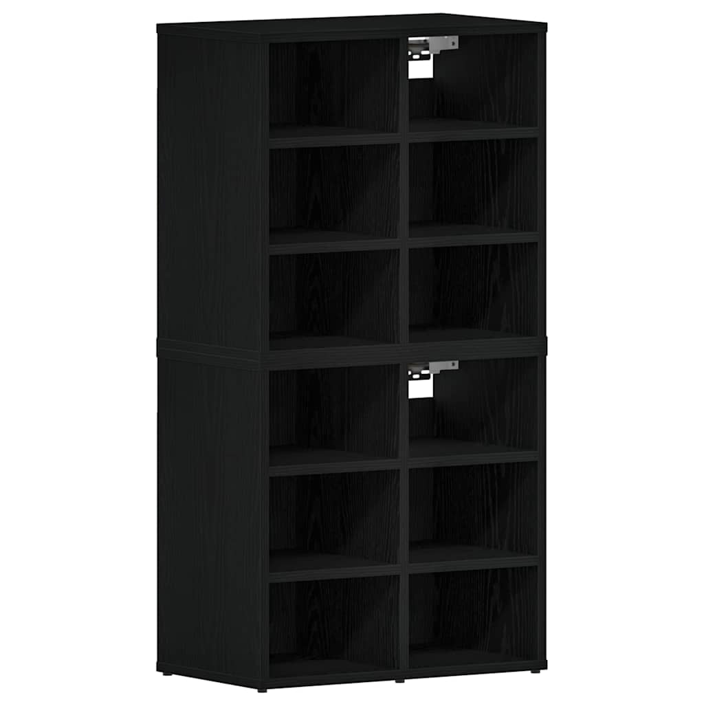 Vidaxl schoenenkast 2 pcs zwart eiken 52 x 30 x 50,5 cm bewerkt hout