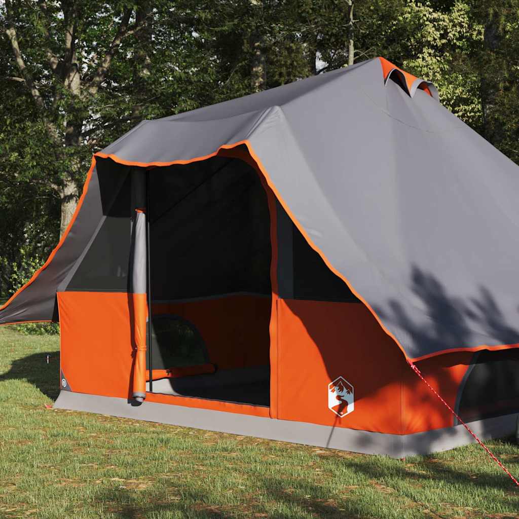 Vidaxl tipi tent met dak grijs en oranje 358 x 296 x 258 cm taft