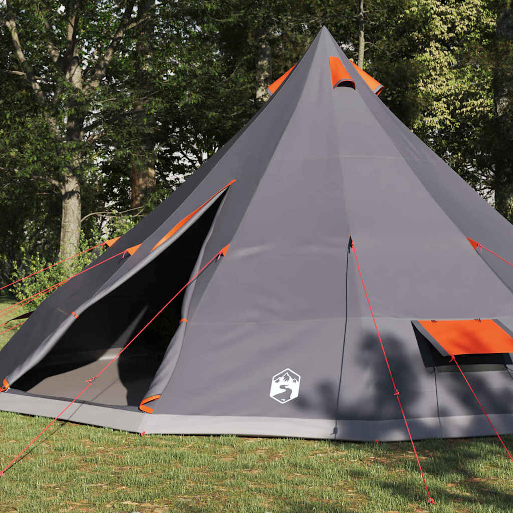 Vidaxl familie tipi tent tipi grijs en oranje 560 x 560 x 300 cm